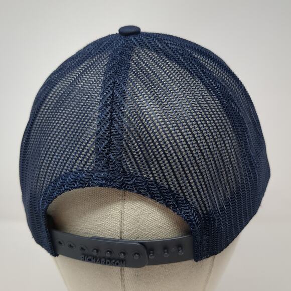 Richardson Snapback Trucker Hat Blue One Size Adjustable Mesh Back Embroidered - Picture 6 of 10